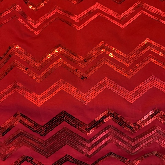 Profile red chevron sequin semi formal HOCO party mini dress scoop neck festive - Picture 14 of 14